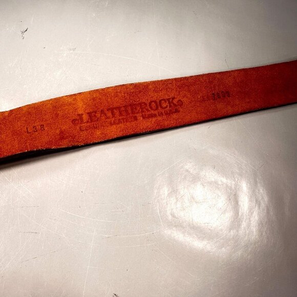 LeatheRock Leather Studded Western Belt Interlocking Chain Links Y2K Boho - Picture 5 of 16